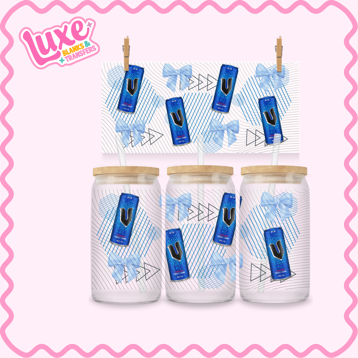 16oz UV DTF Wrap | Blue Energy | #2844
