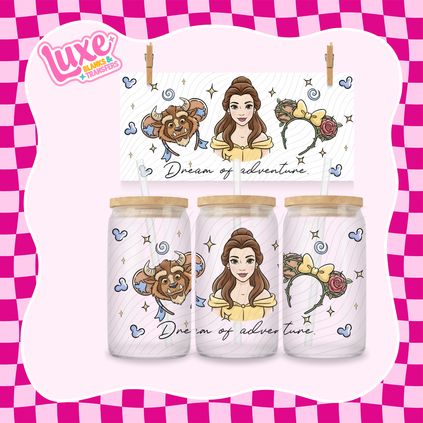 Beauty Dis. Princess Ears | 16oz UV DTF Wrap | #1570