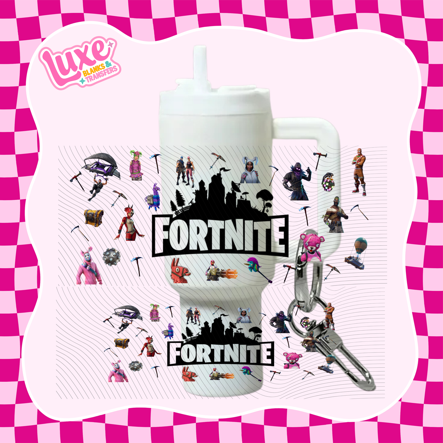 Mini Keychain Tumbler UV DTF Wrap | Fort Game | #E45