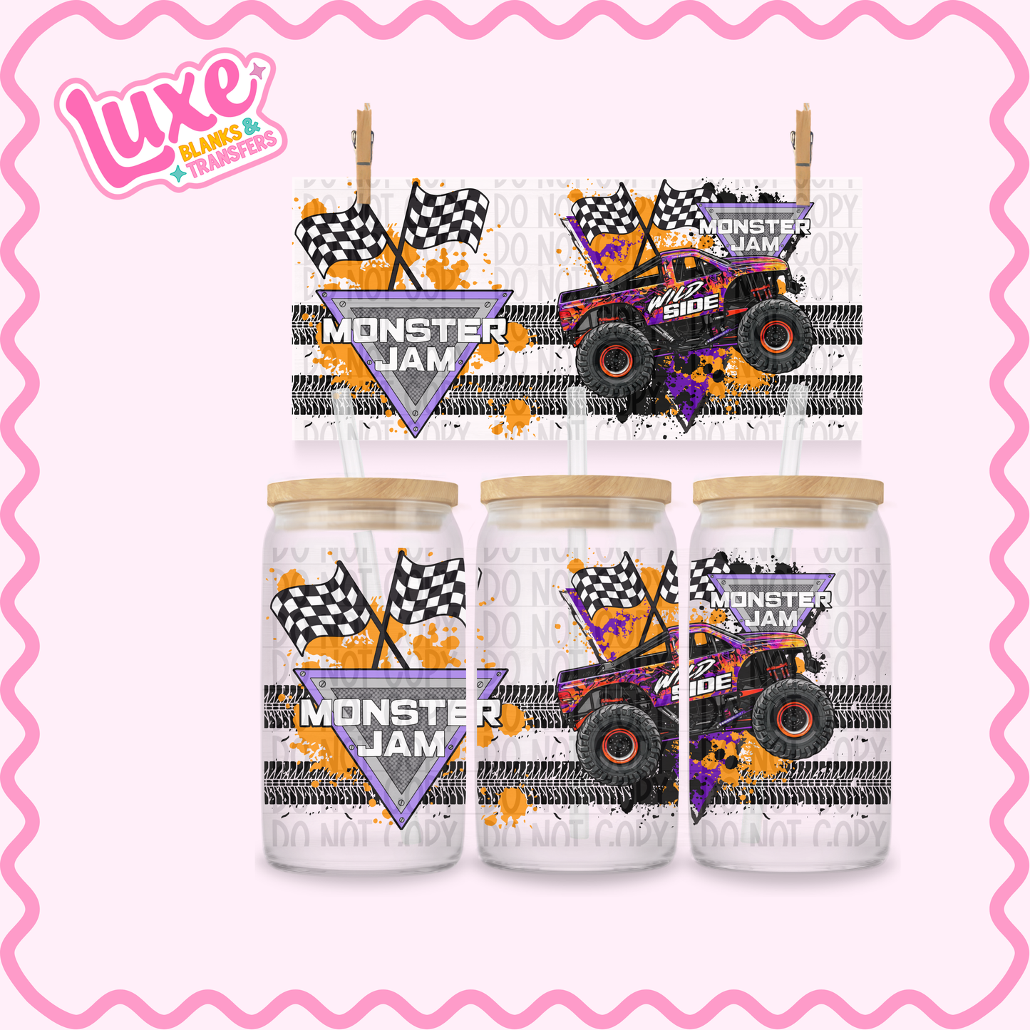 16oz UV DTF Wrap | Monster Truck Wild Side | #3334