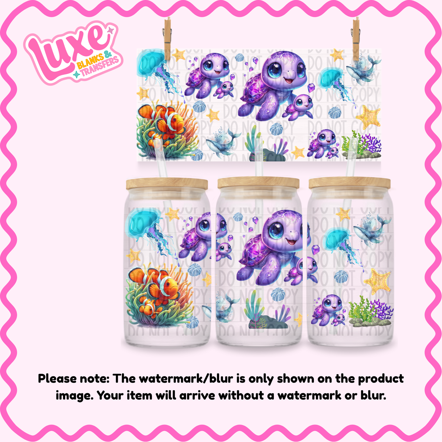 16oz UV DTF Wrap | Purple Turtles | #3811