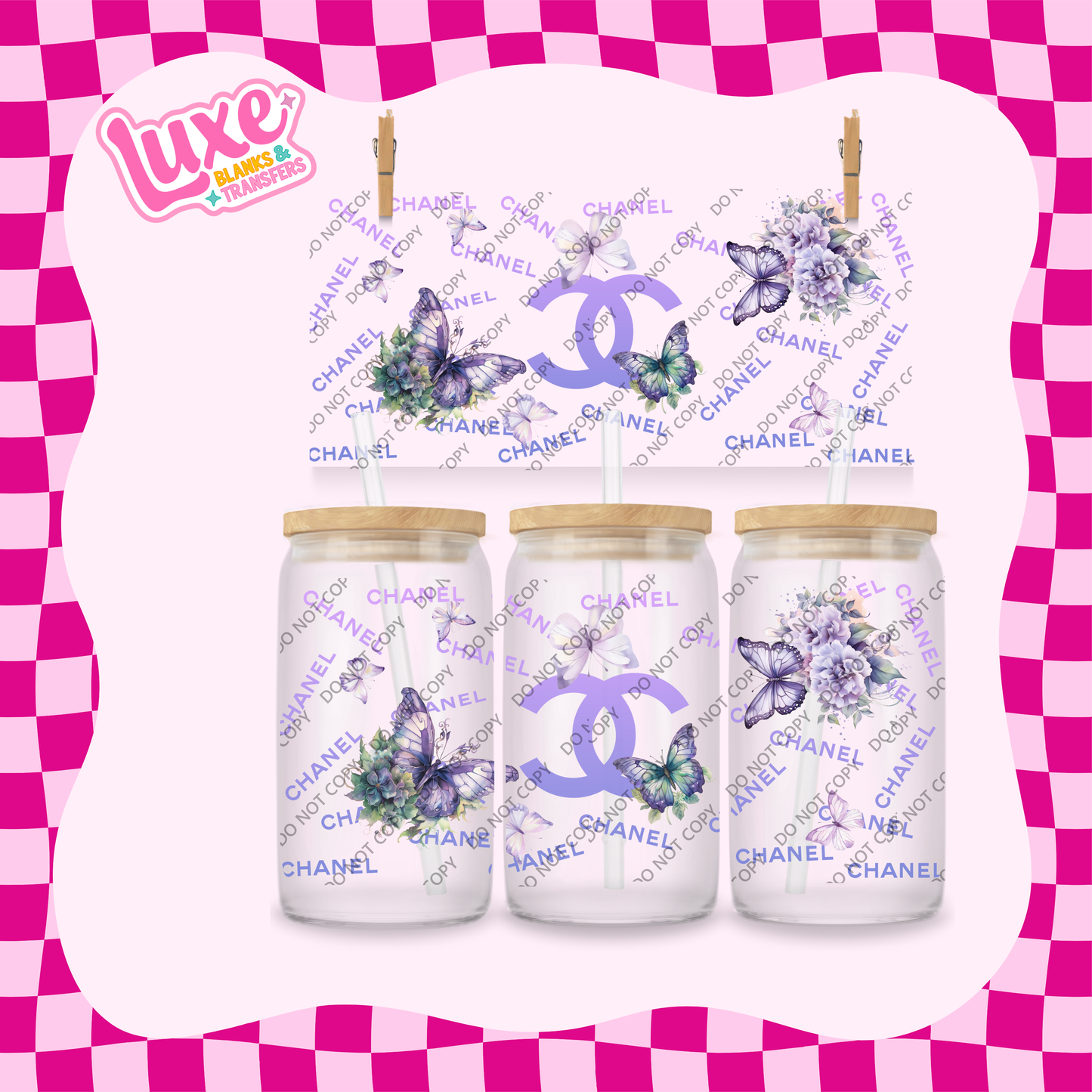 16oz UV DTF Wrap | CC Purple Butterflies | #2070