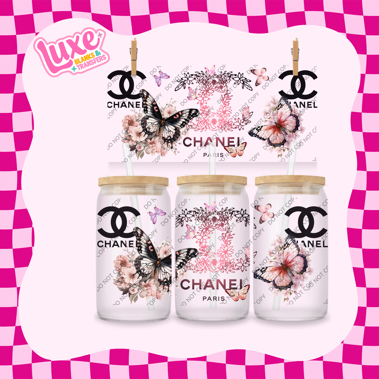 16oz UV DTF Wrap | CC Ombre Pink Butterflies | #2071