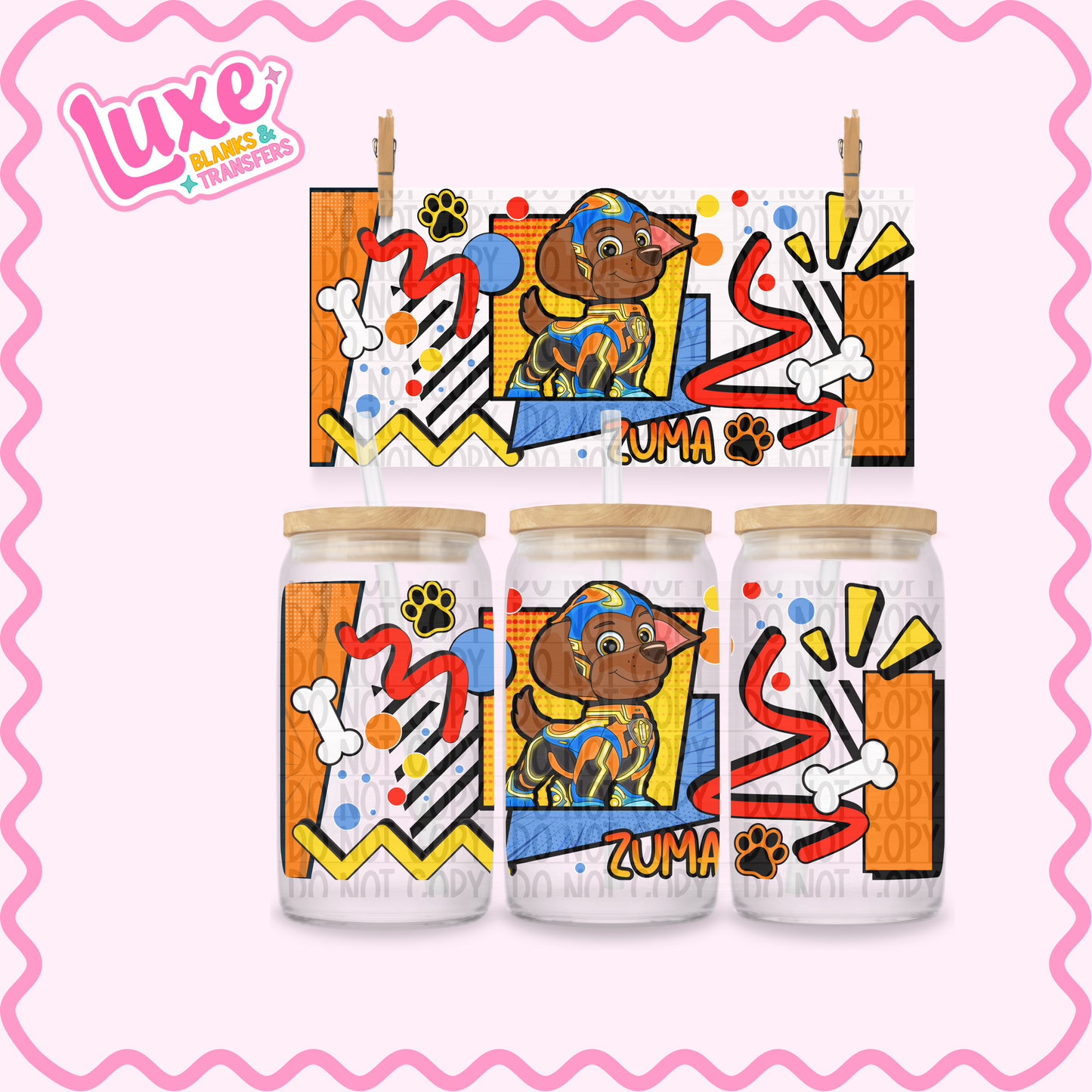 16oz UV DTF Wrap | Zuma Paw Character | #3418