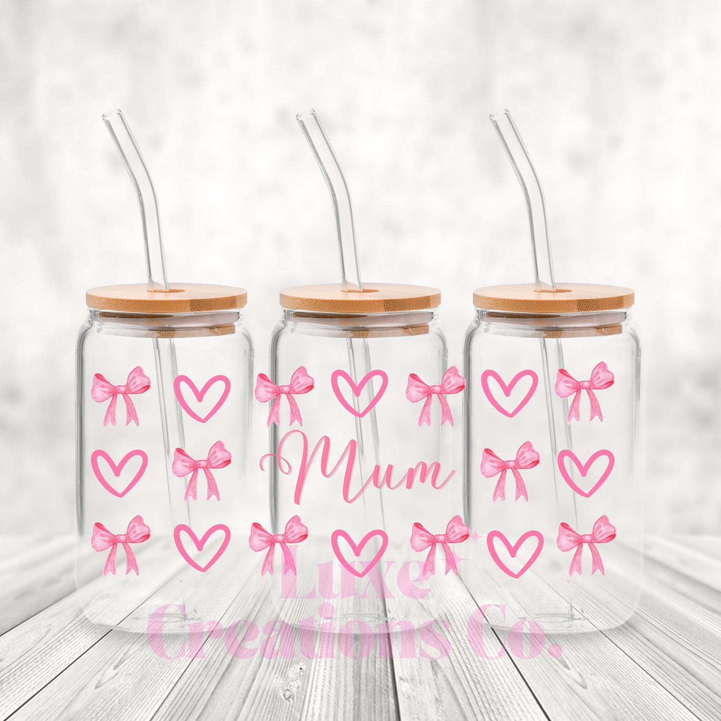 Mum Hearts & Bows UV DTF Wrap by Luxe (#19)