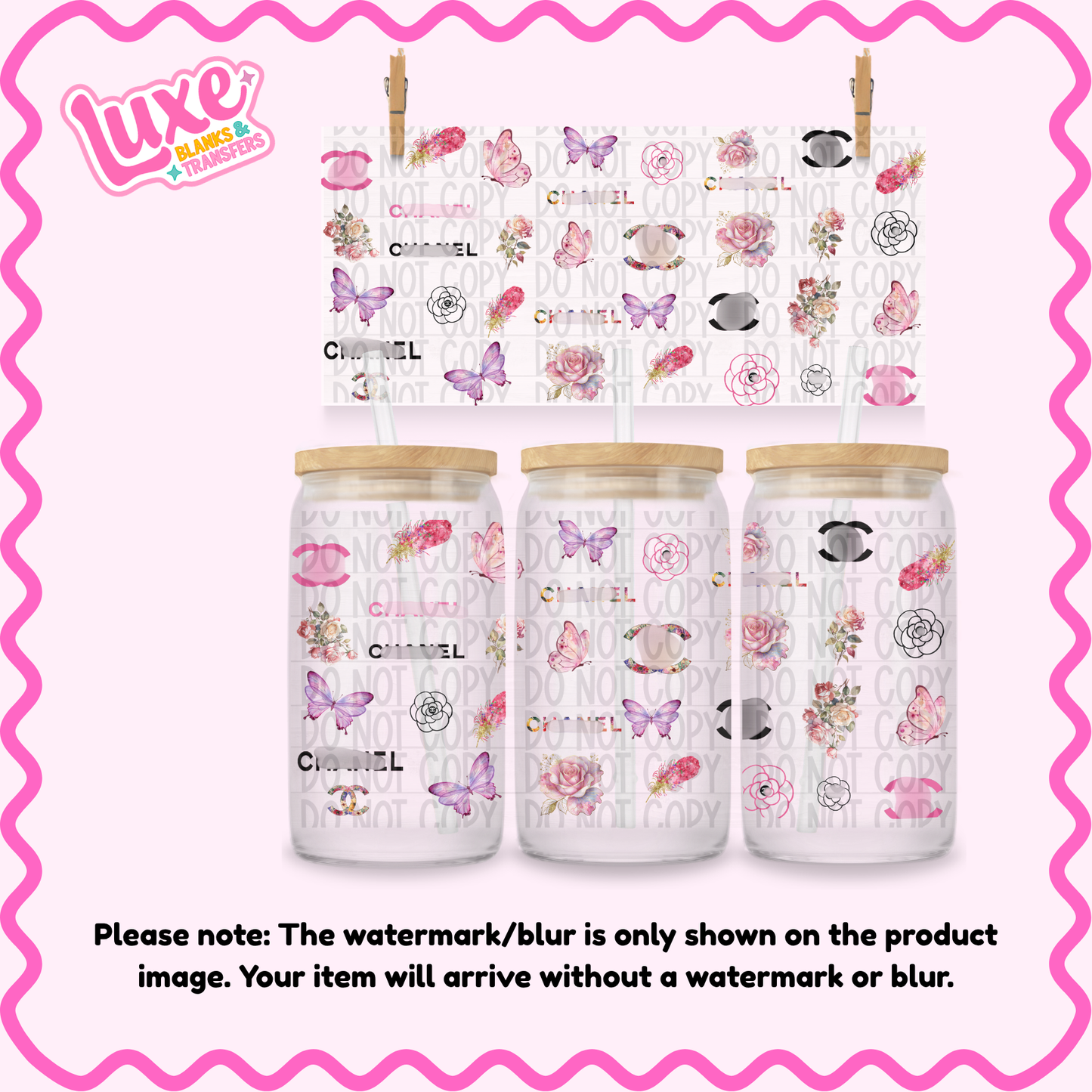 16oz UV DTF Wrap | C Brand Butterfly Pattern | #2645