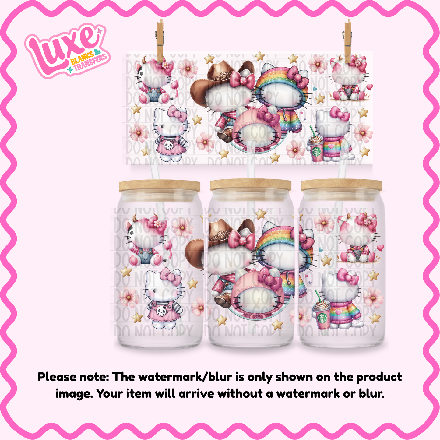 16oz UV DTF Wrap | Dress Up Hi Kitties | #1859