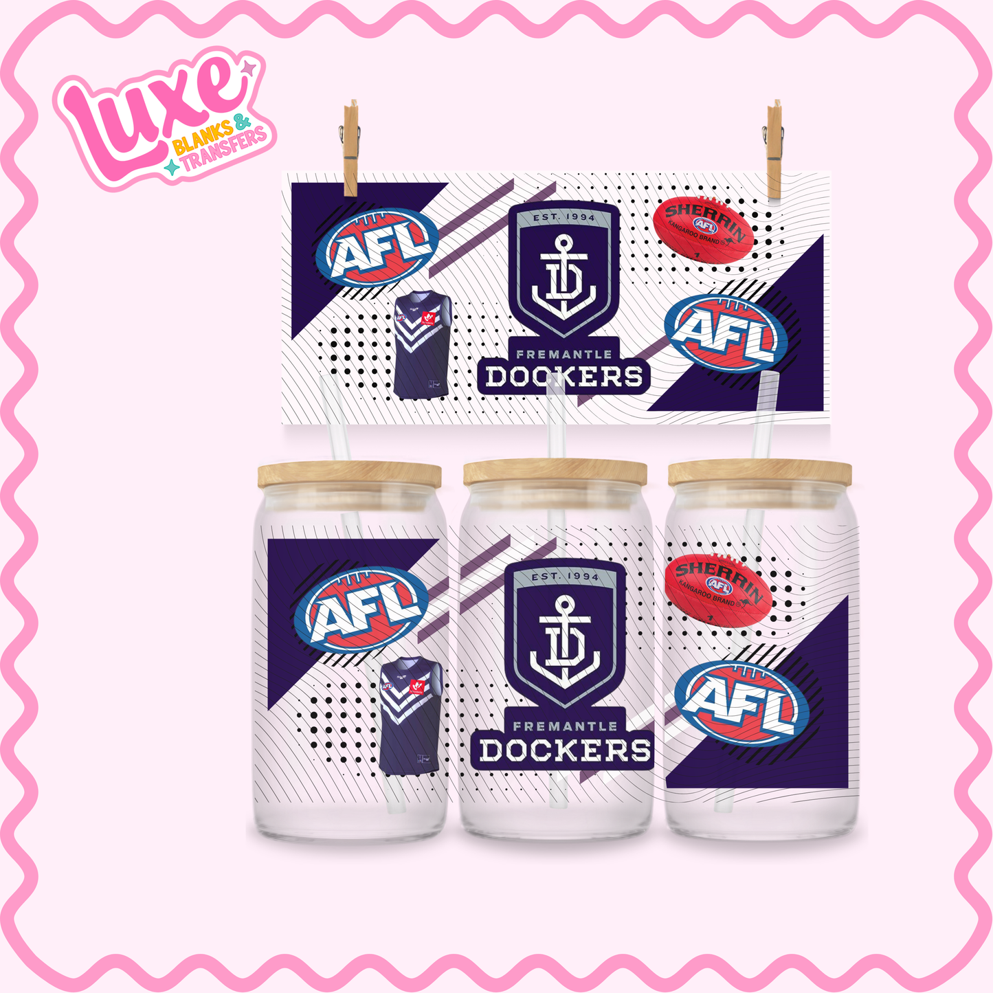 16oz UV DTF Wrap | Freo Footy Team | #2864