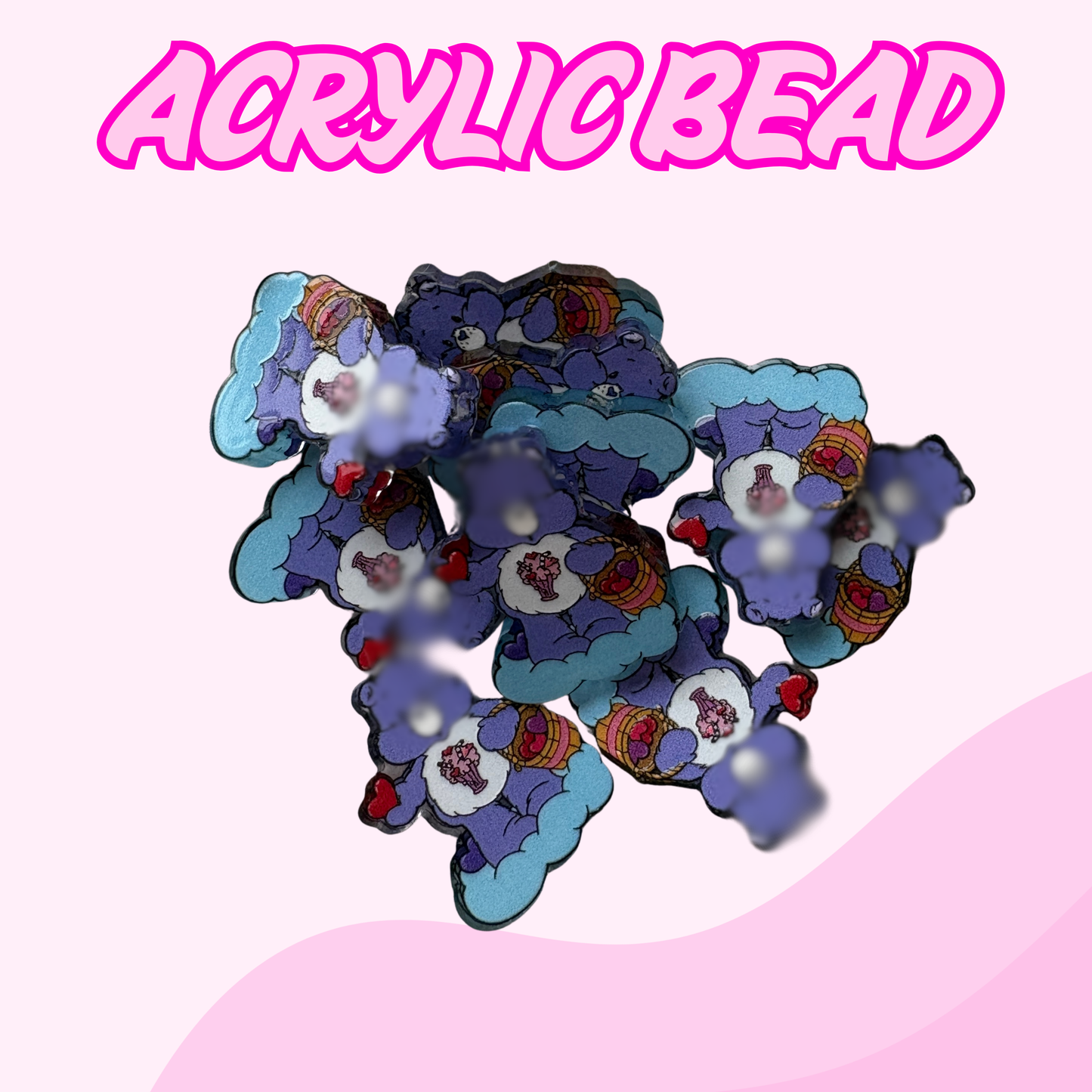 Flatback Acrylic Bead | Bear Cloud