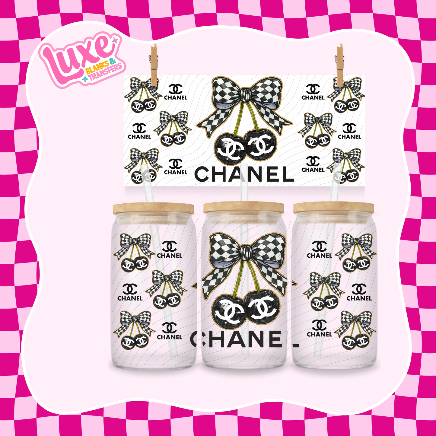 C Brand Cherry Black | 16oz UV DTF Wrap | #1610