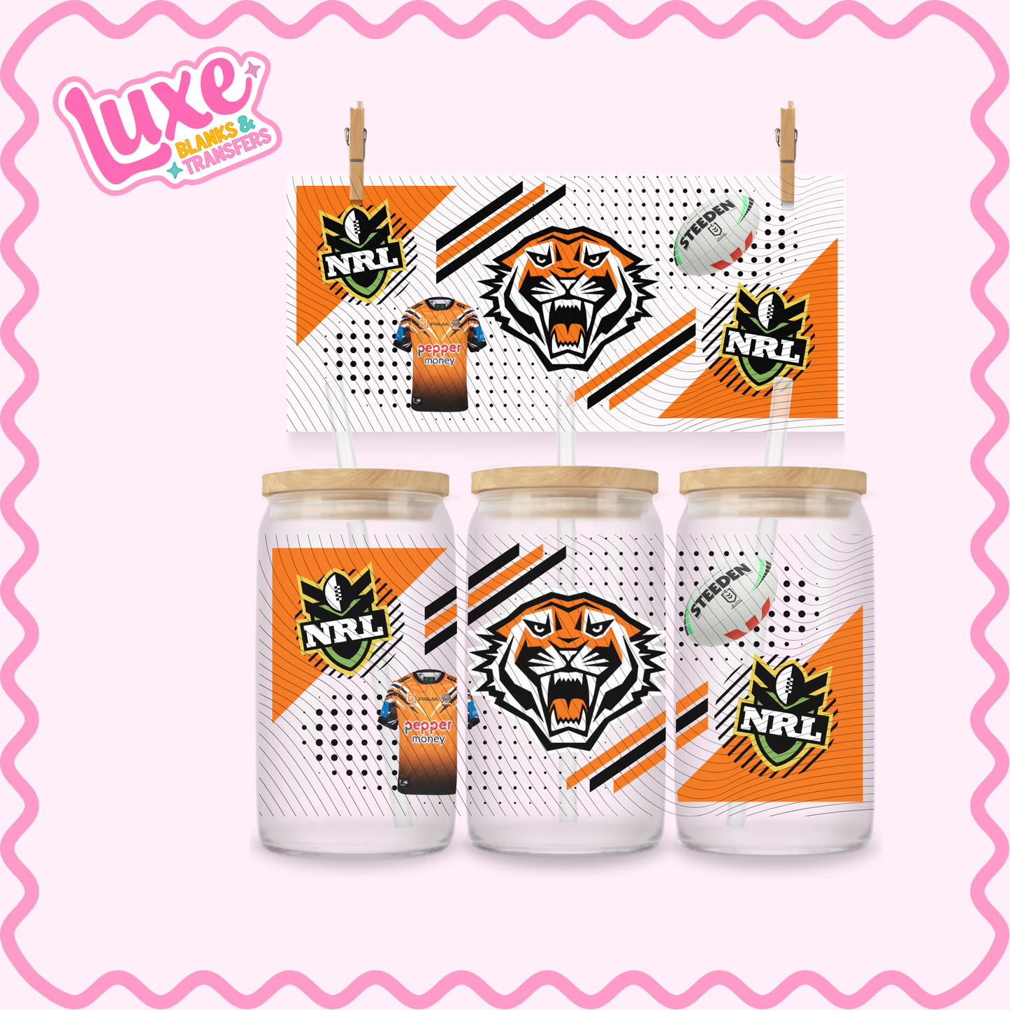 16oz UV DTF Wrap | Tigers N.R.L Team | #2882