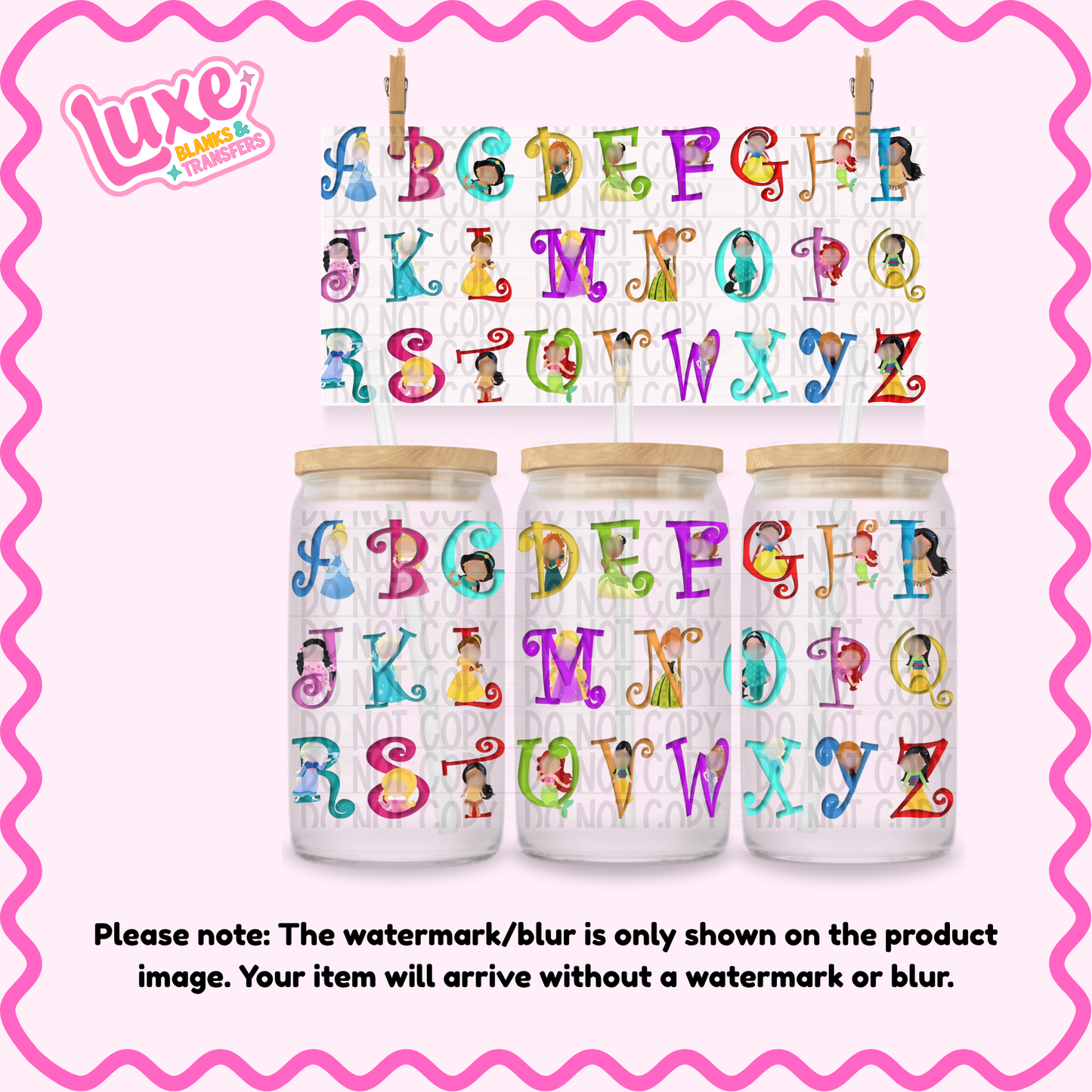 16oz UV DTF Wrap | Princ3ss Alphabet | #2734