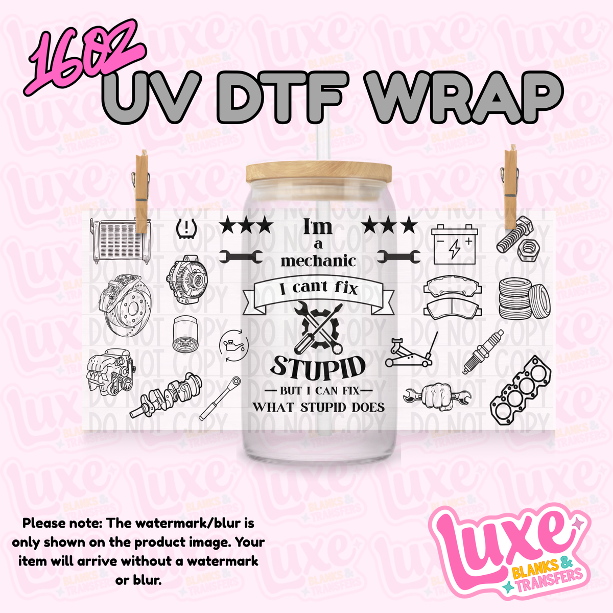 16oz UV DTF Wrap | Mechanic | #4358