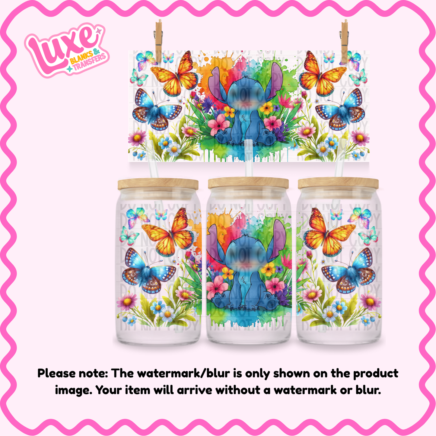 16oz UV DTF Wrap | Blu3 Guy Butterflies | #2740