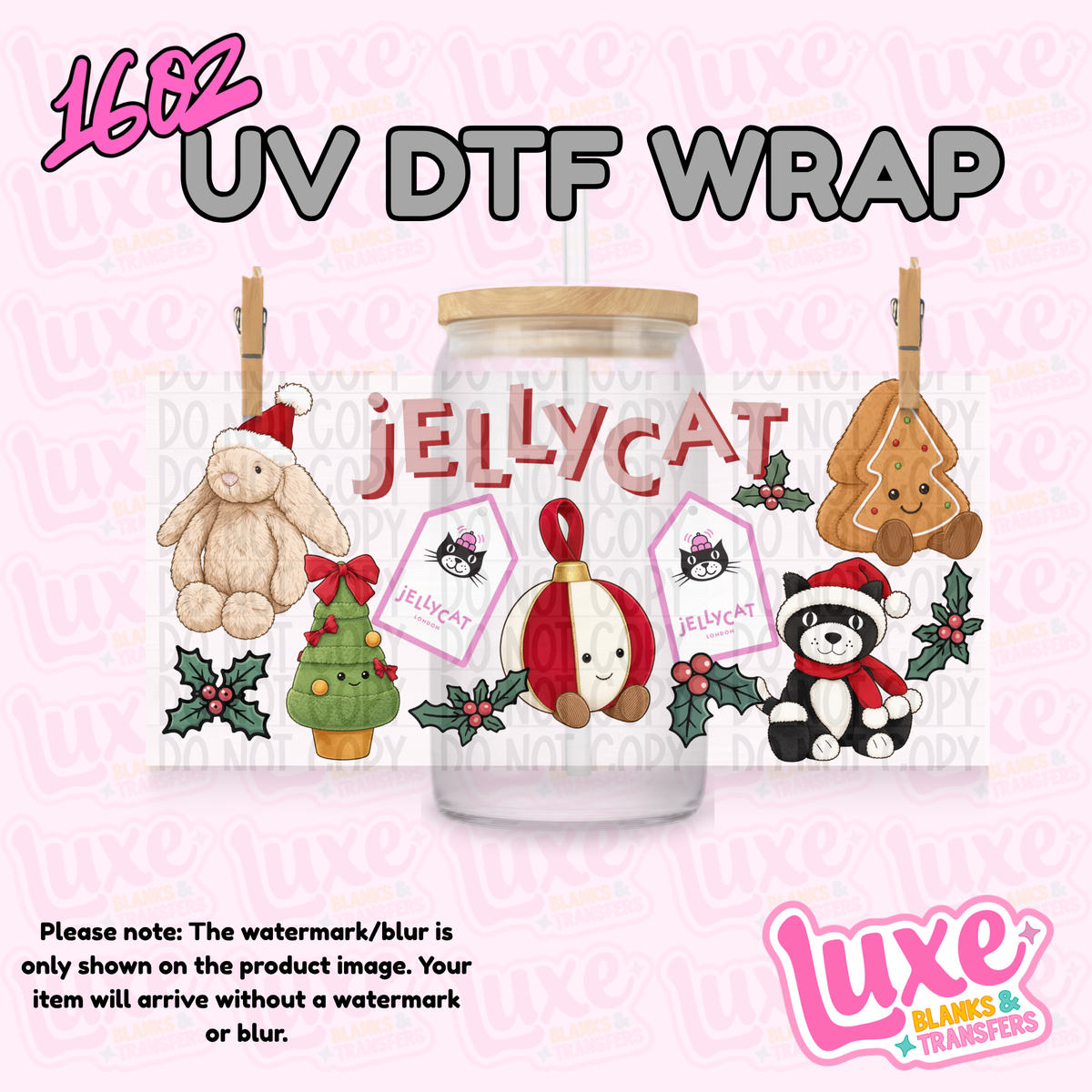 16oz UV DTF Wrap | Jelly Teddy Christmas | #4316