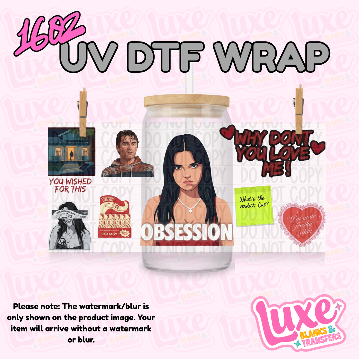 16oz UV DTF Wrap | Obsession | #4359