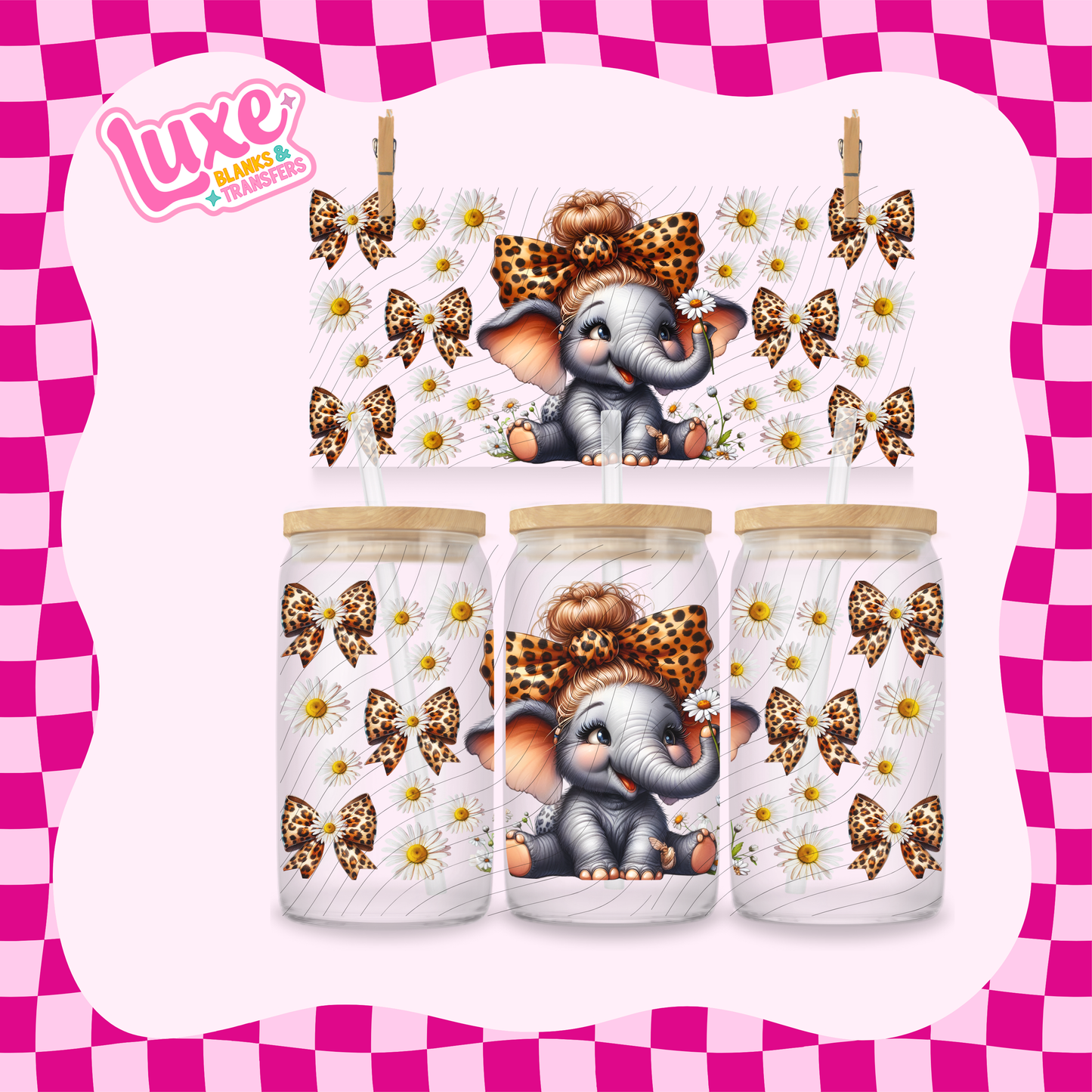 Cheetah Print Elephant Cute | 16oz UV DTF Wrap | #1668