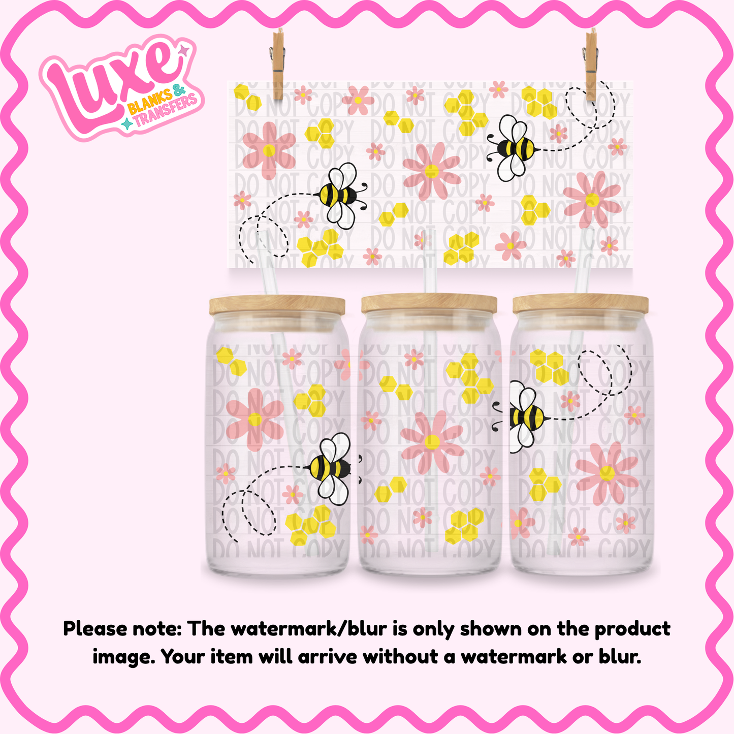 16oz UV DTF Wrap | Flower Bees | #3898