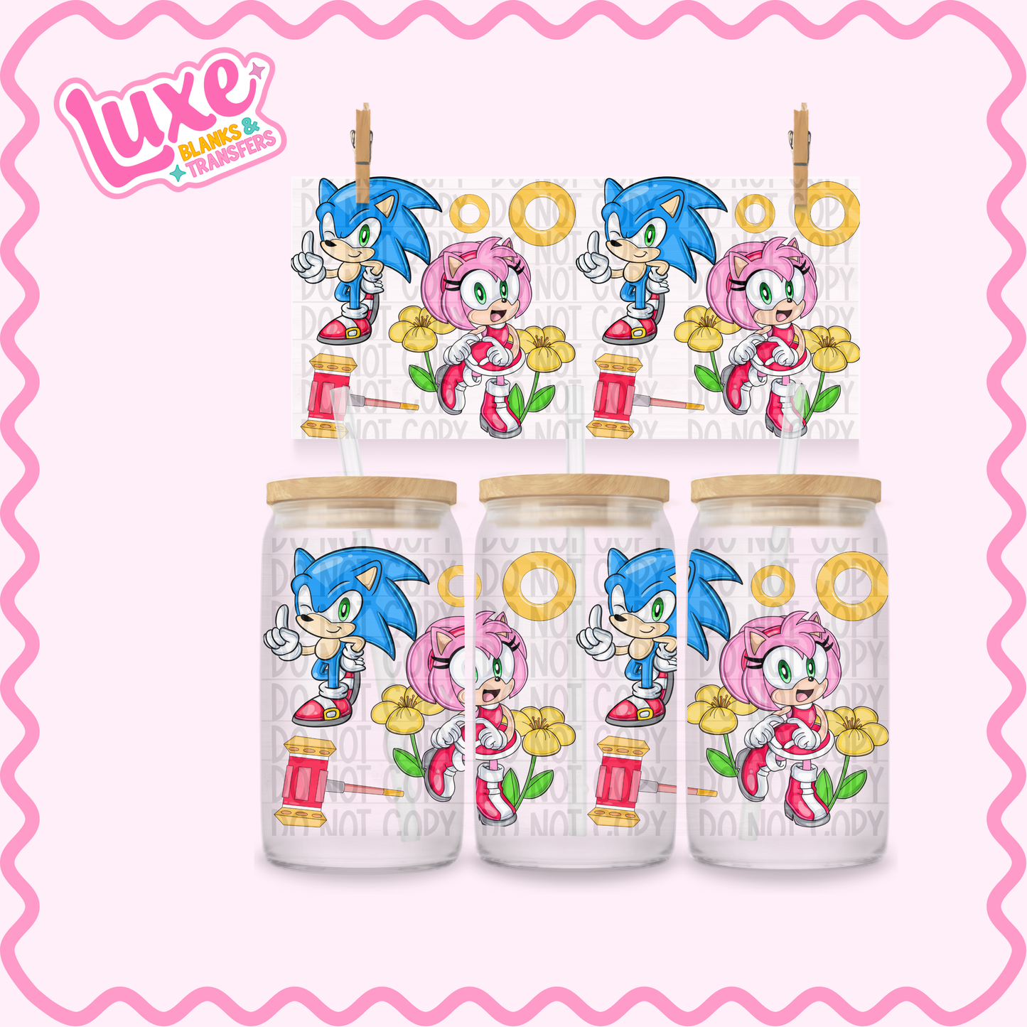 16oz UV DTF Wrap | Blue & Pink S0nic | #2454