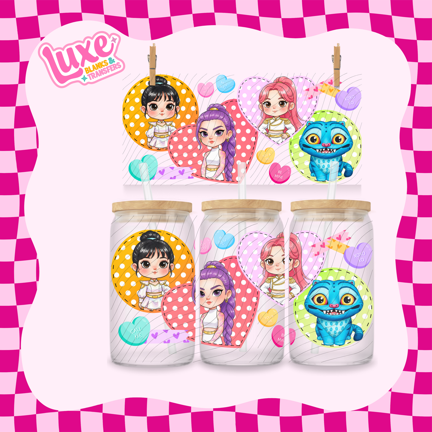 Cute K-Pop Patches | 16oz UV DTF Wrap | #1678