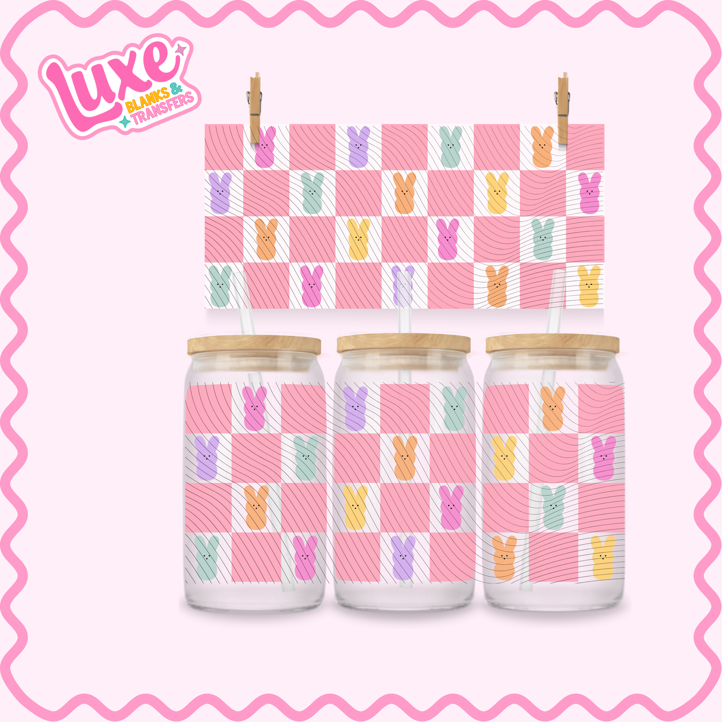 16oz UV DTF Wrap | Checkered Easter Peeps | #2950