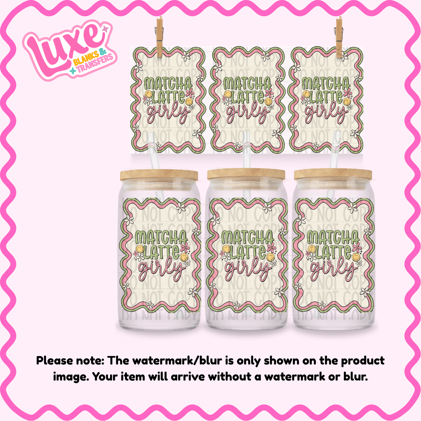 16oz UV DTF Wrap | Matcha Latte Girly | #3911