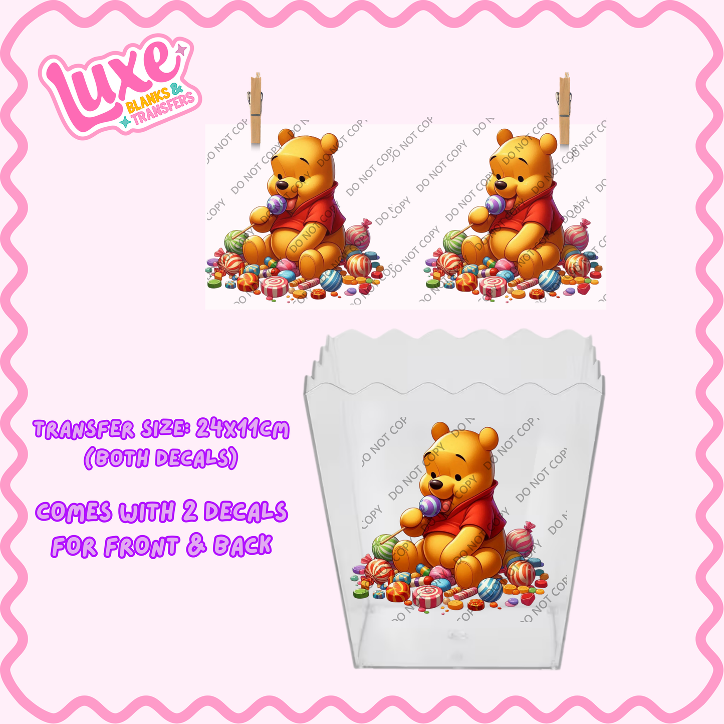 Popcorn/Lolly Bucket UV DTF Transfer | Win | #F06