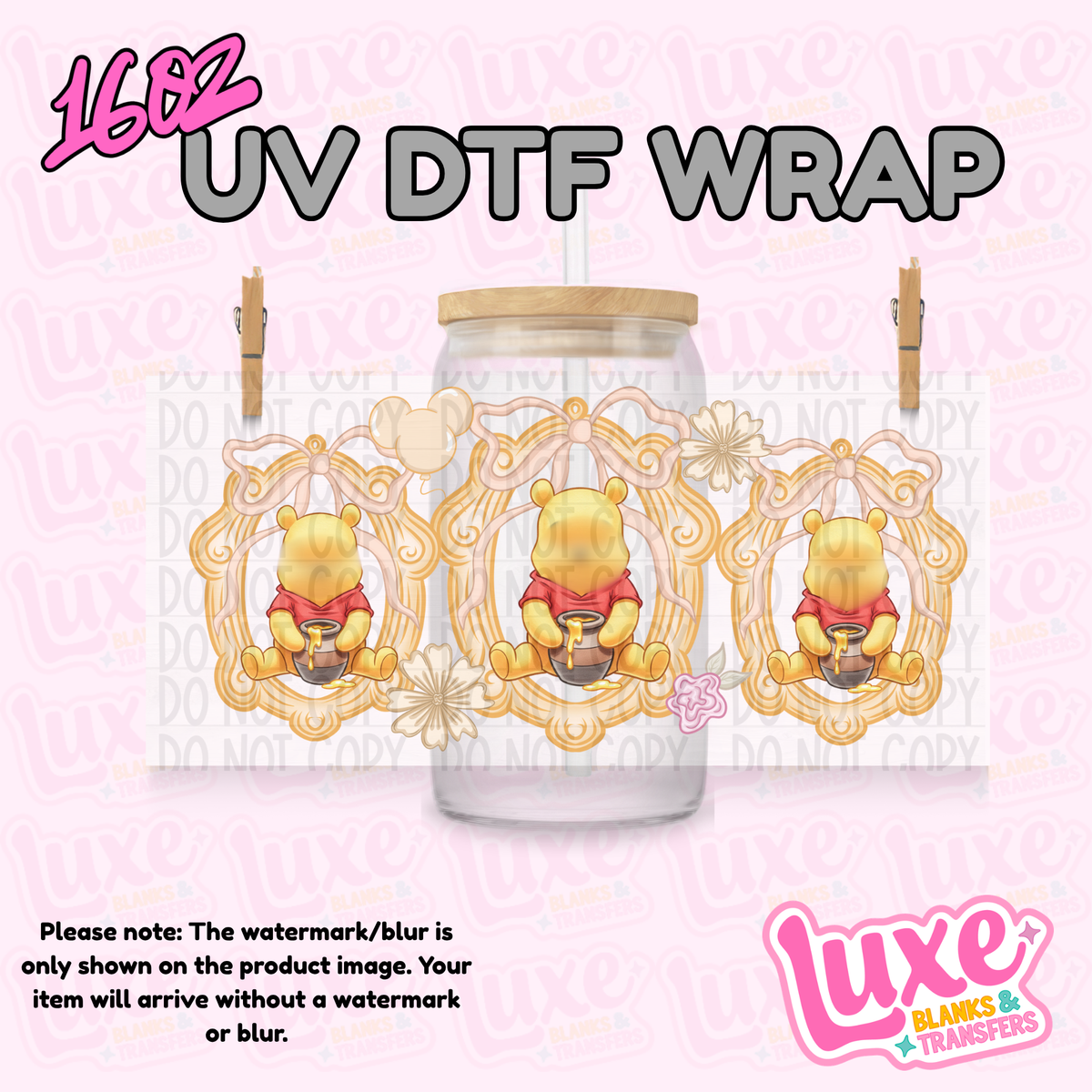 16oz UV DTF Wrap | Yellow Bear Frame | #4381