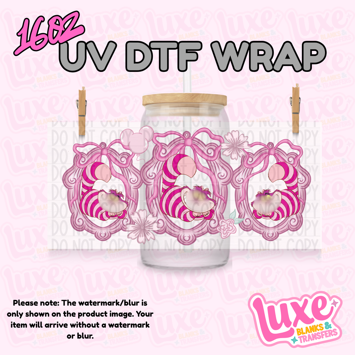16oz UV DTF Wrap | Smiling Cat Frame | #4382