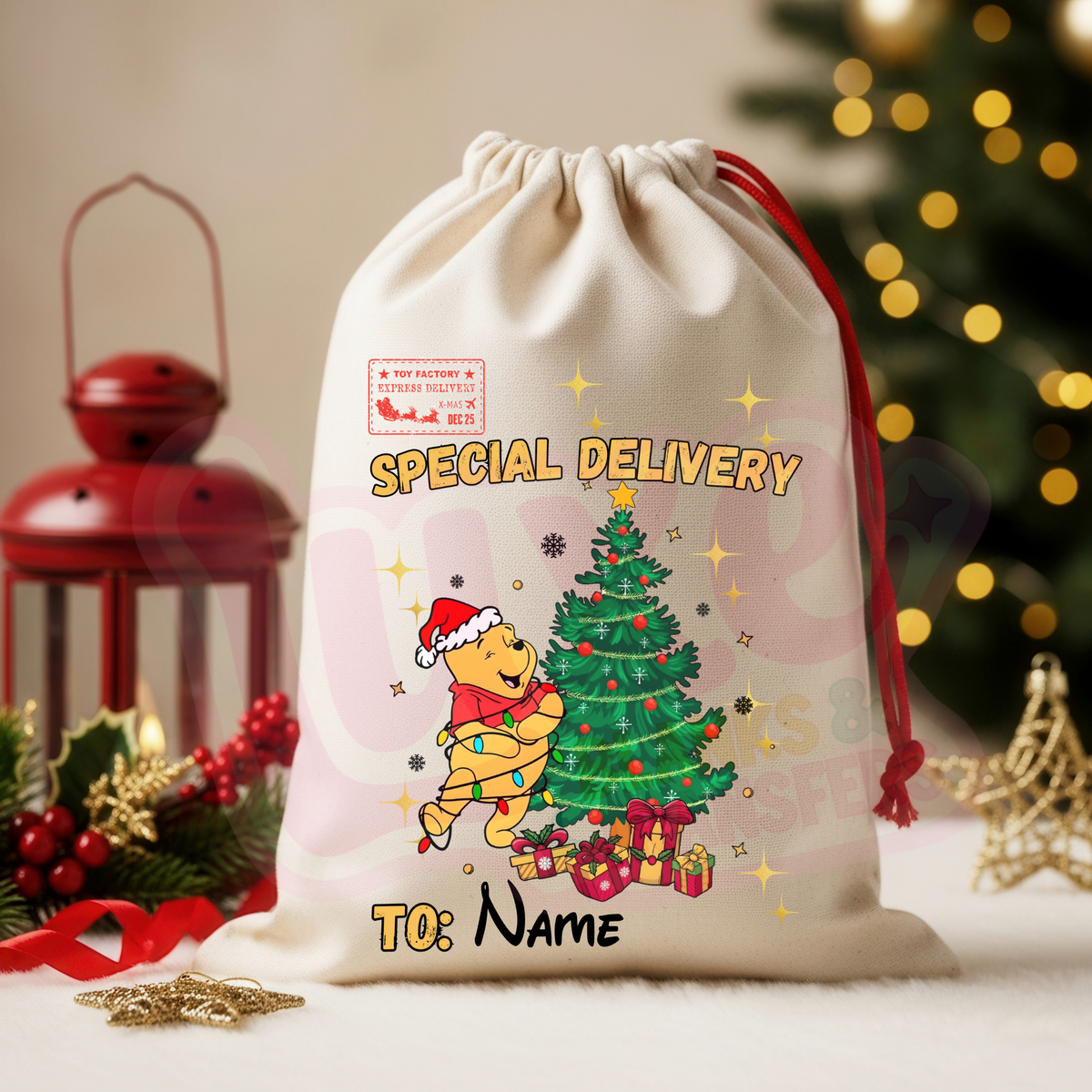 Yellow Bear | Santa Sack DTF Heat Transfer | #77