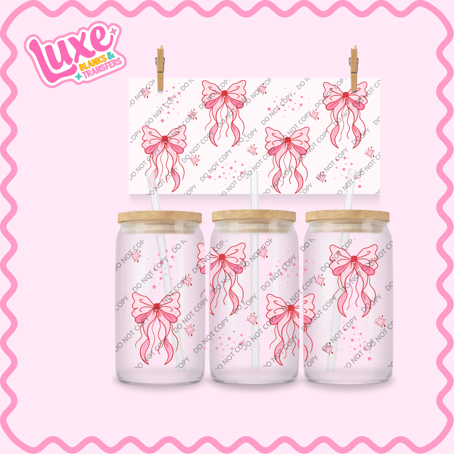 16oz UV DTF Wrap | Cutesy Pink Bows | #2171