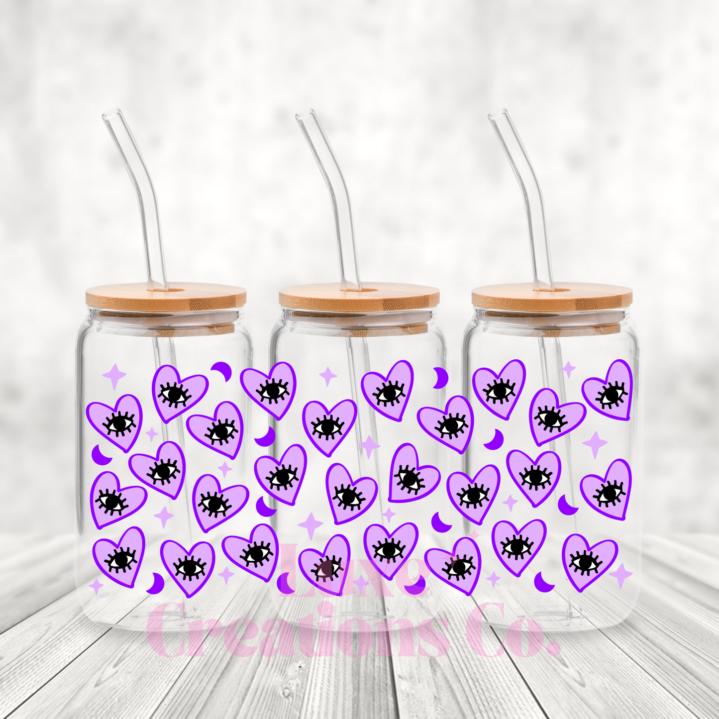Purple Heart Eye UV DTF Wrap (#105)