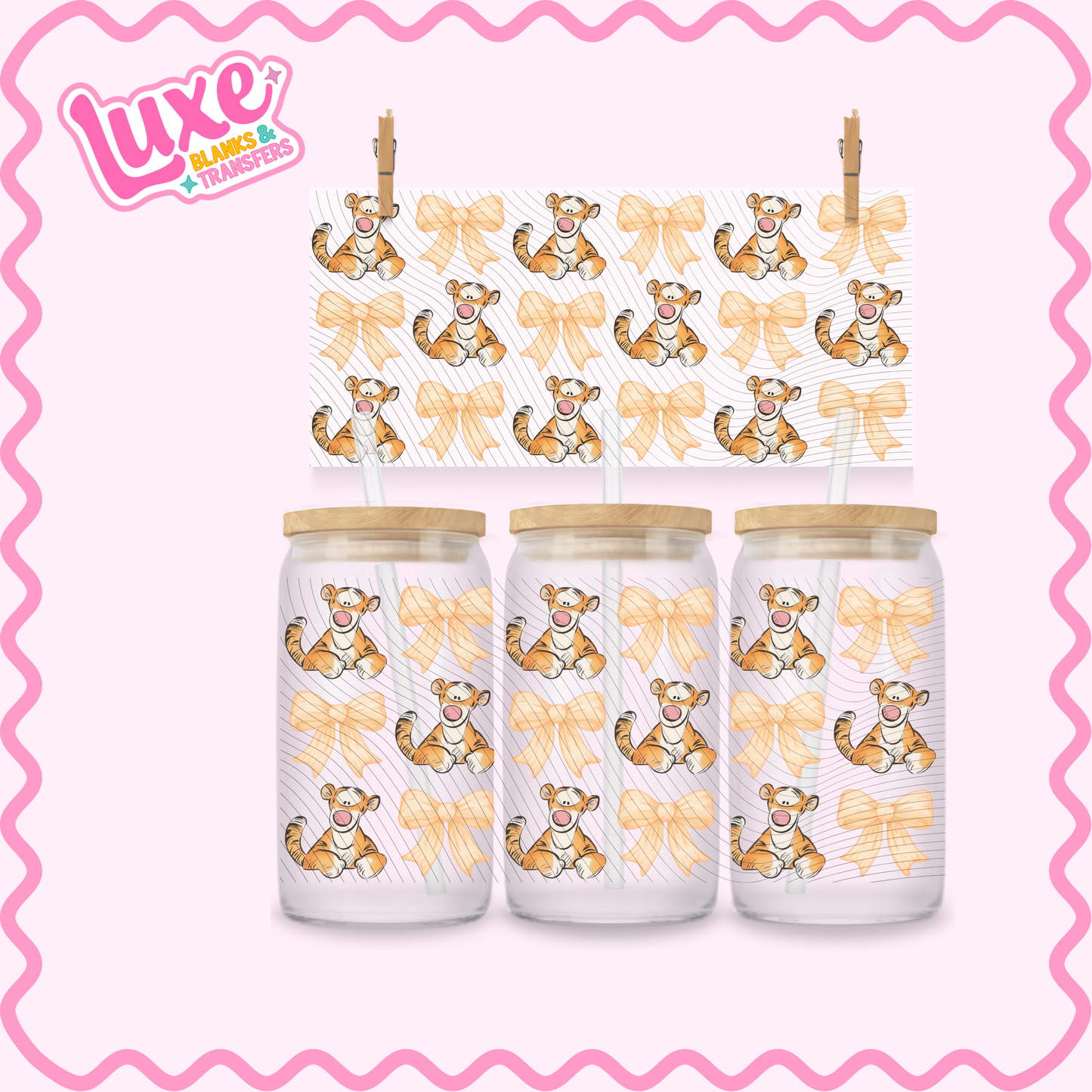 16oz UV DTF Wrap | Tiger Bows | #2957