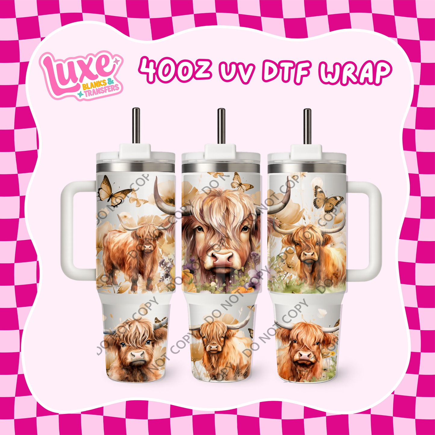 40oz UV DTF Wrap | Highland Cow | #B79