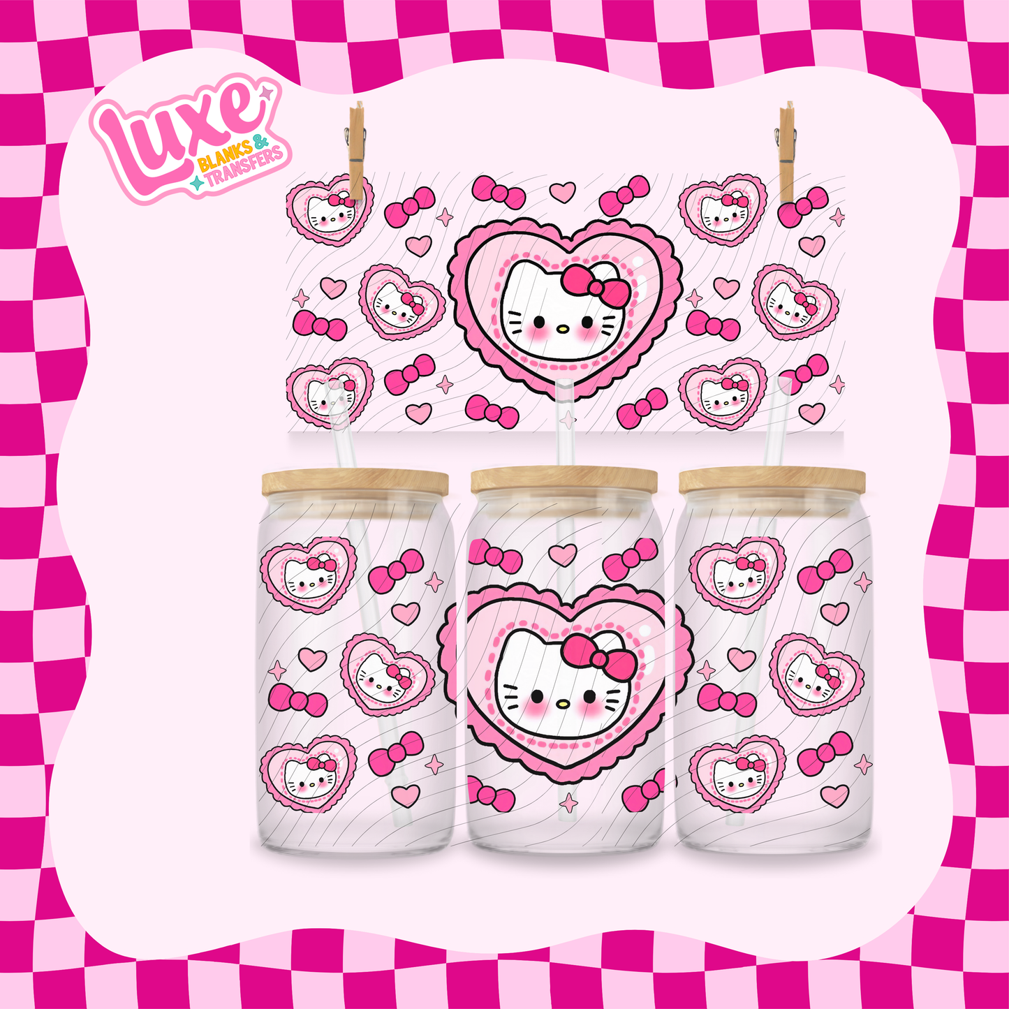 16oz UV DTF Wrap | Cutesy HK Heart #1696 | READY TO SHIP