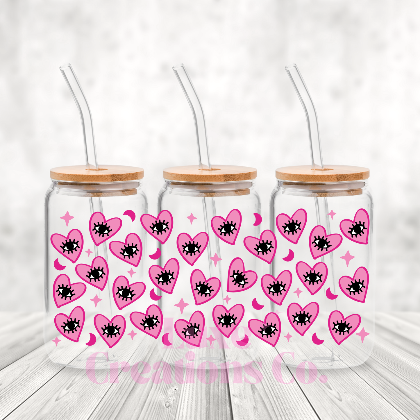 Pink Heart Eye UV DTF Wrap (#101)