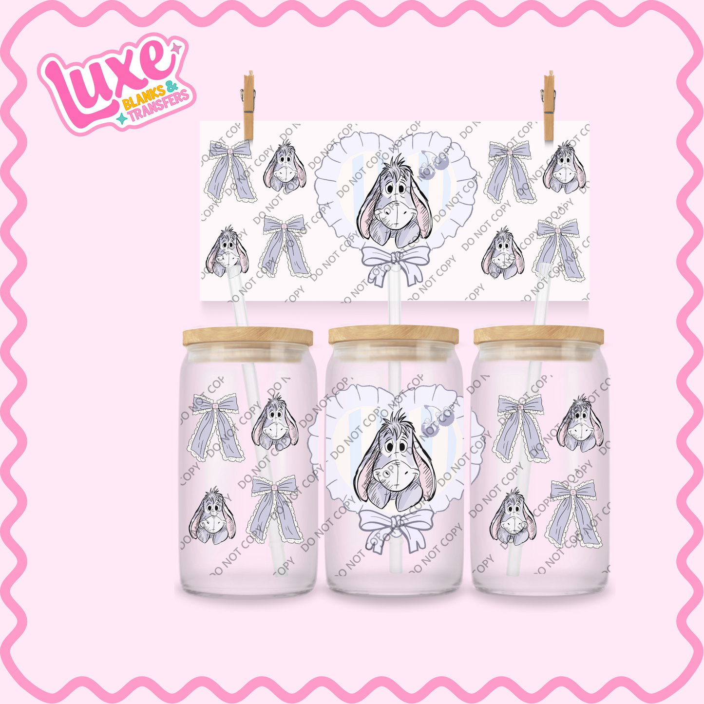 16oz UV DTF Wrap | Cutesy Donkey Bows | #2177