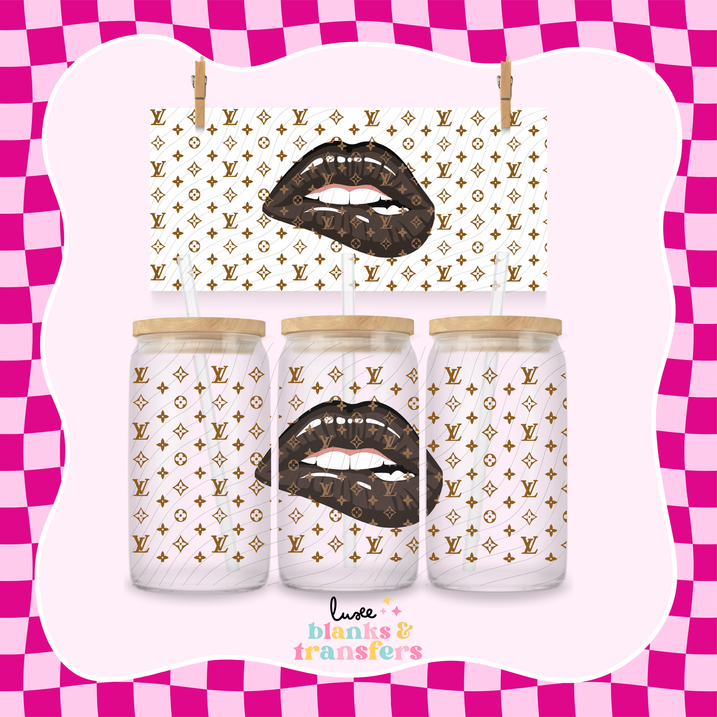 LV Pattern Lips UV DTF Wrap (#686)