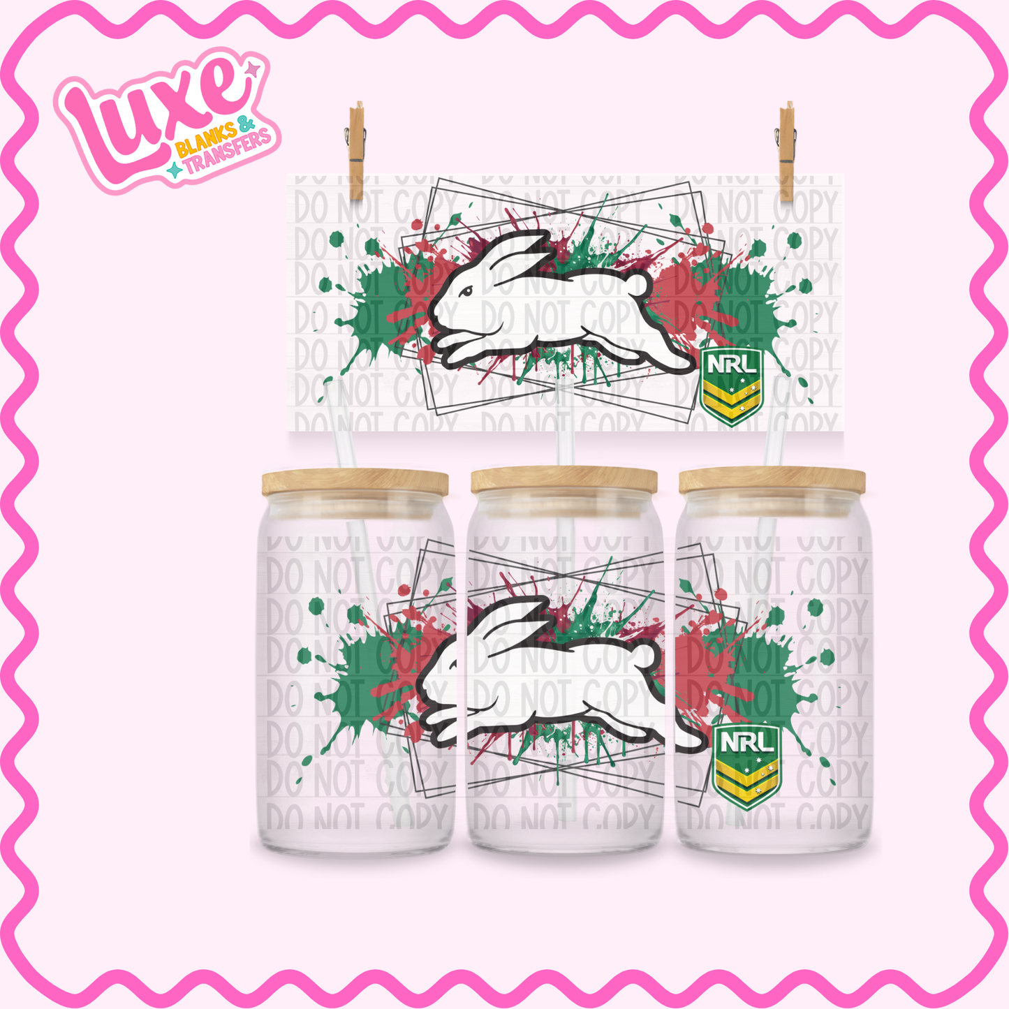 16oz UV DTF Wrap | Rabbit Rugby Team | #3633A