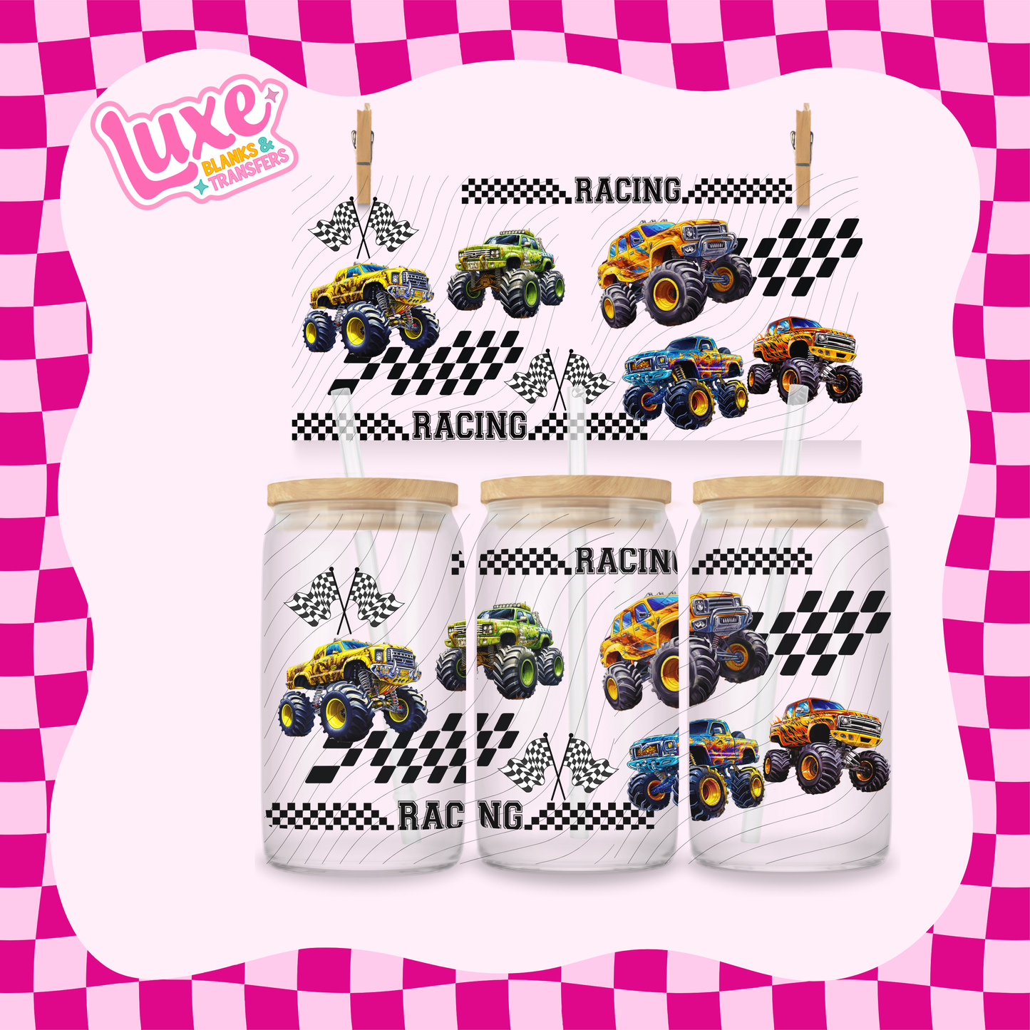 Monster Truck Racing 3 | 16oz UV DTF Wrap | #1706