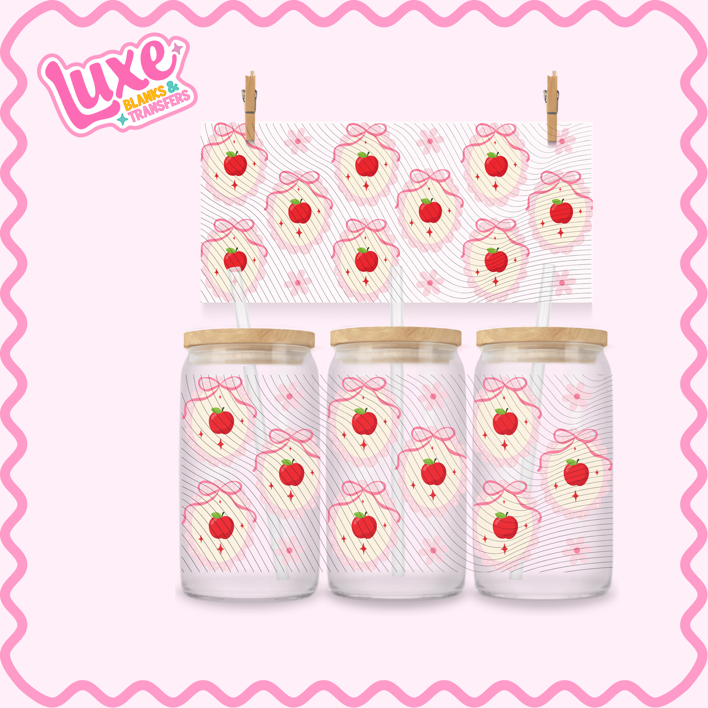 16oz UV DTF Wrap | Coquette Apple | #2972