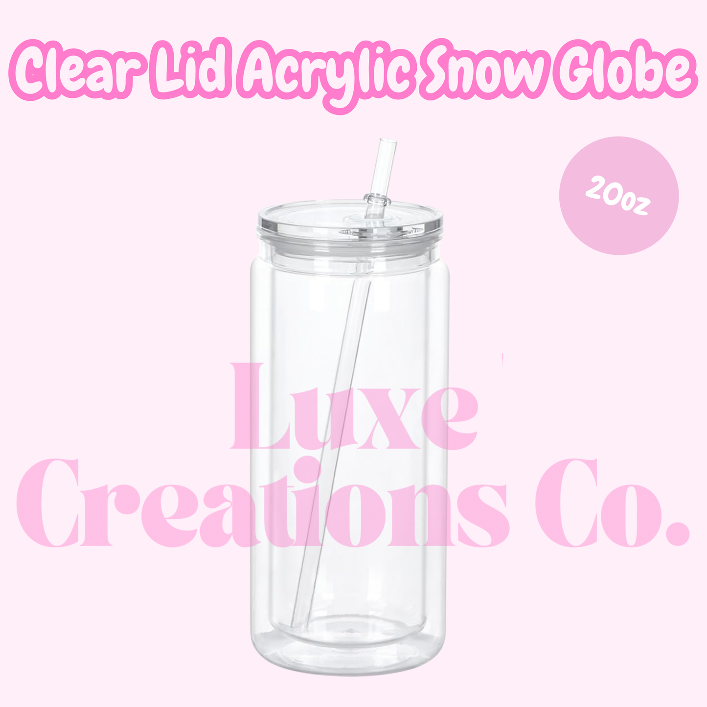20oz Clear Lid Acrylic Snow Globe Tumbler (BLANK)