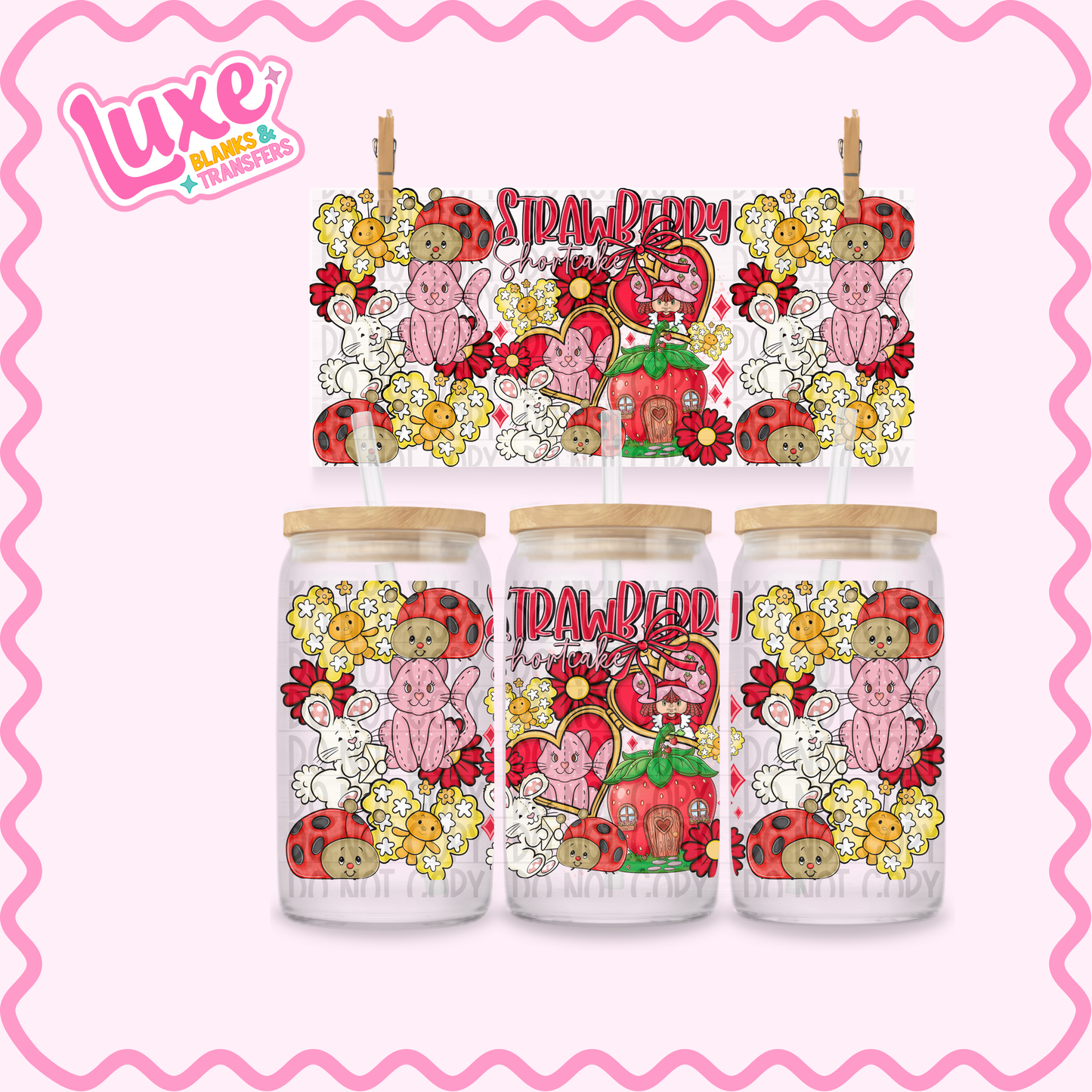 16oz UV DTF Wrap | Strawberry Short. Locket | #3460