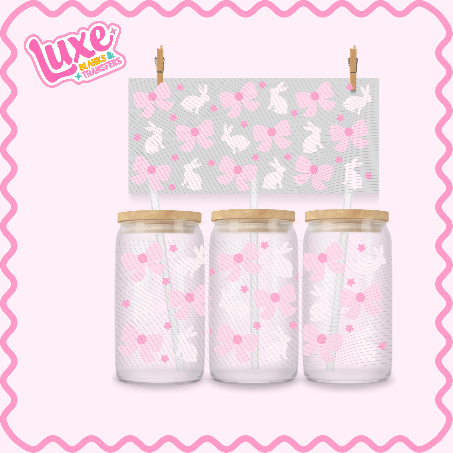 16oz UV DTF Wrap | Easter Bunny Bows | #2977