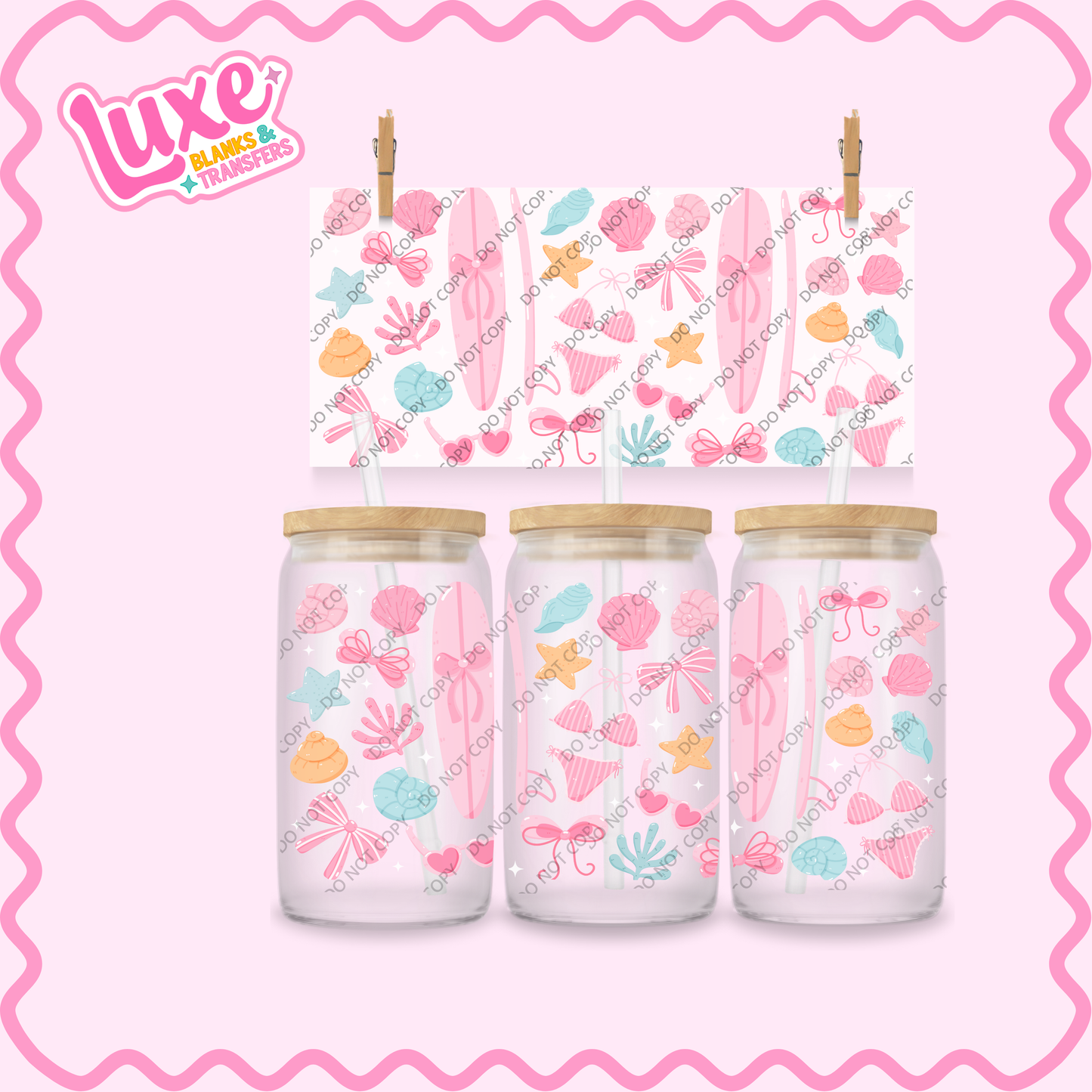 16oz UV DTF Wrap | Pastel Beach Cutesy | #2193