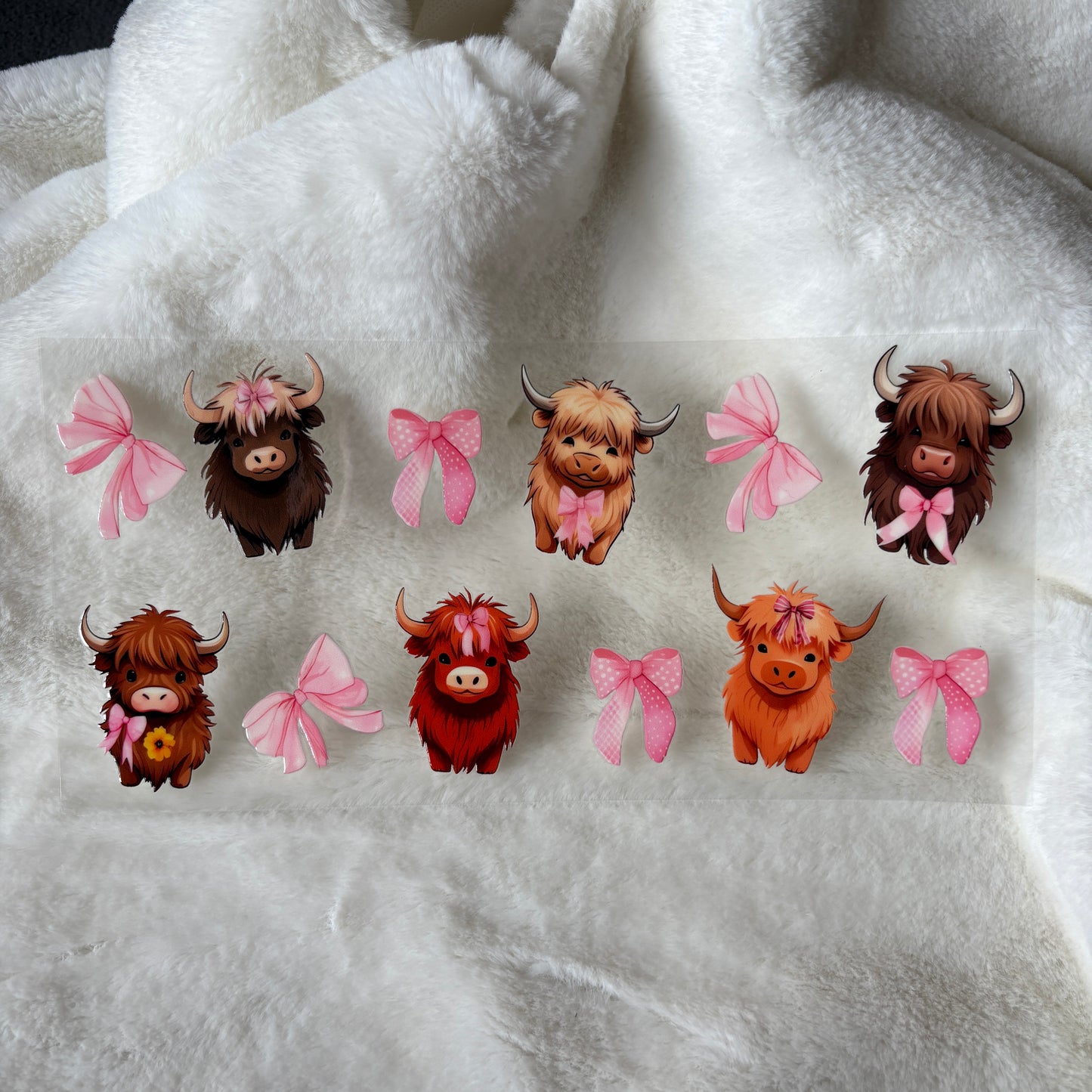 U16oz UV DTF Wrap | "Cutesy Highlands & Bows" C127A | READY TO SHIP