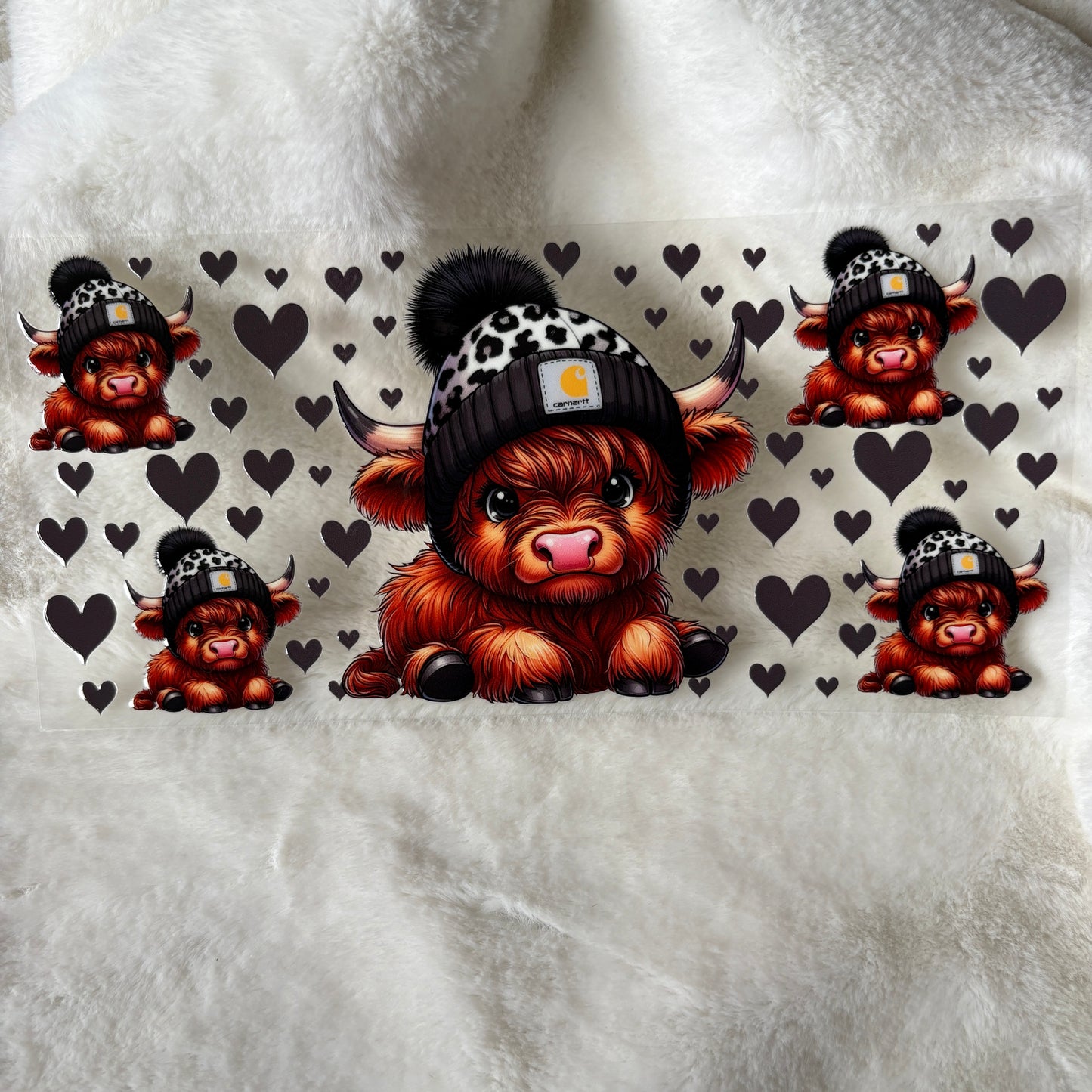 U16oz UV DTF Wrap | "Cute Cow Hearts" C149 | READY TO SHIP