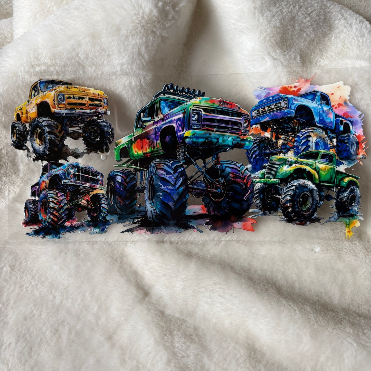U16oz UV DTF Wrap | "Monster Trucks Blue" C280 | READY TO SHIP