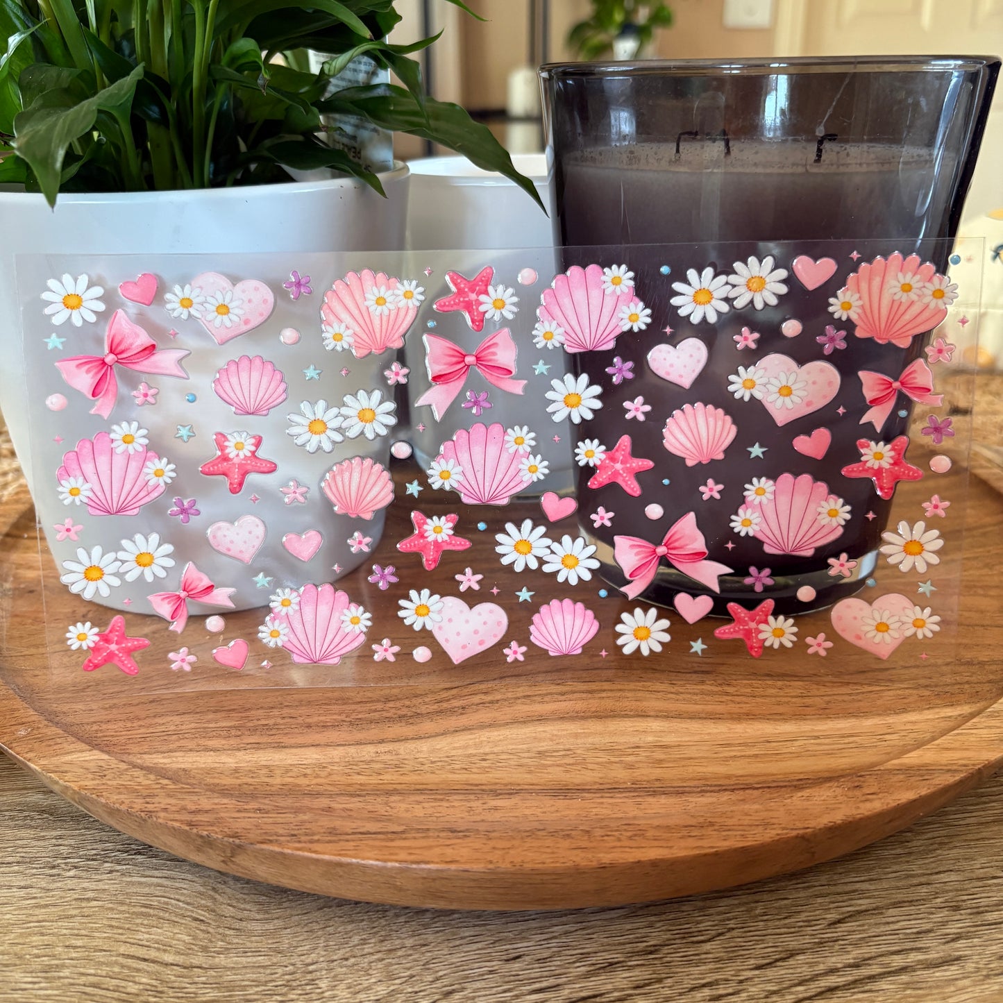 U16oz UV DTF Wrap (Double Sided) | "Pink Seashells" C10 | READY TO SHIP