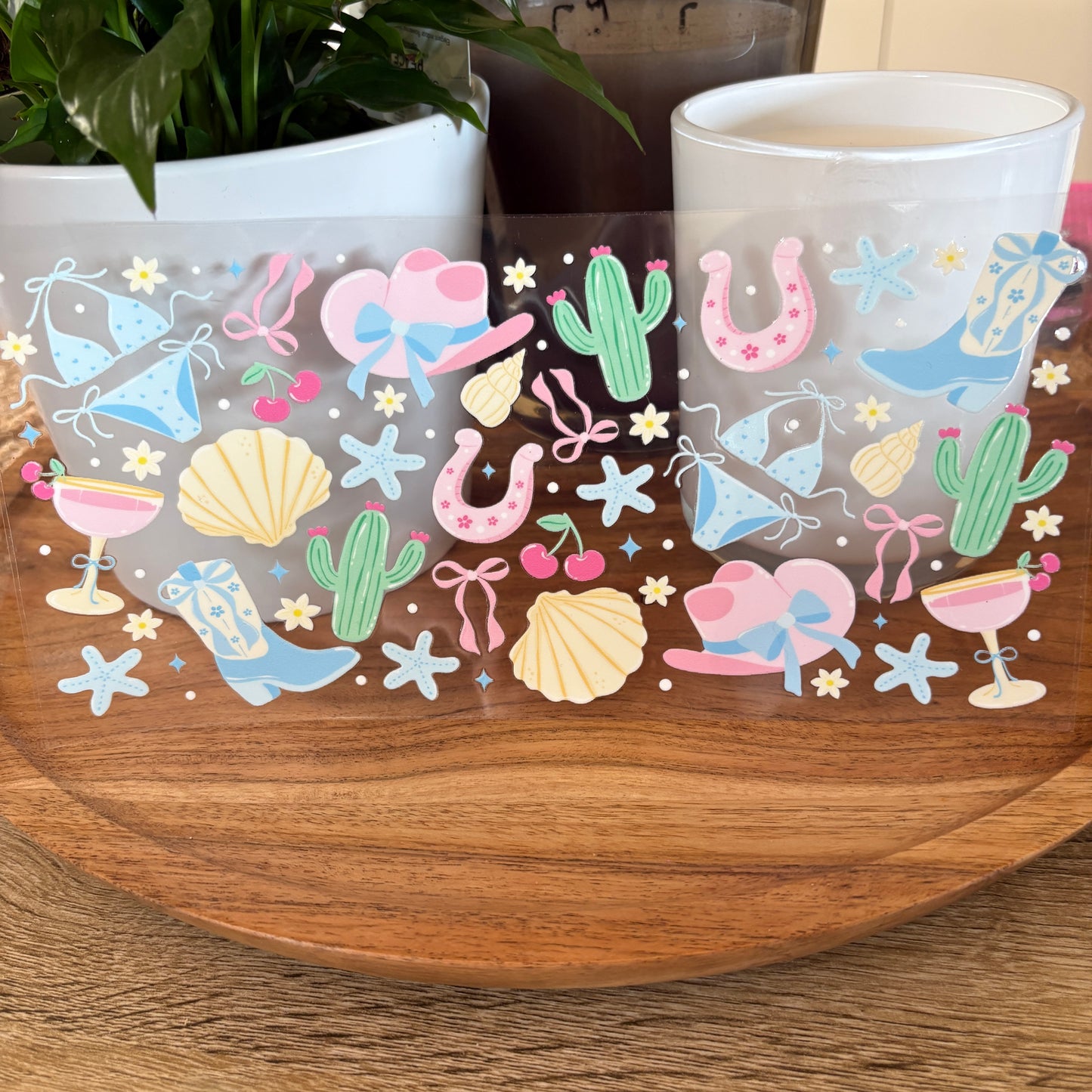 U16oz UV DTF Wrap (Double Sided) | "Coastal Cowgirl" C69 | READY TO SHIP